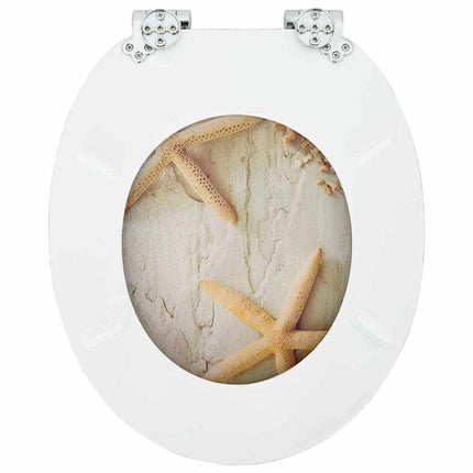 Blødt lukket toiletbræt Gul og Hvid 44 x 38 cm MDF plade