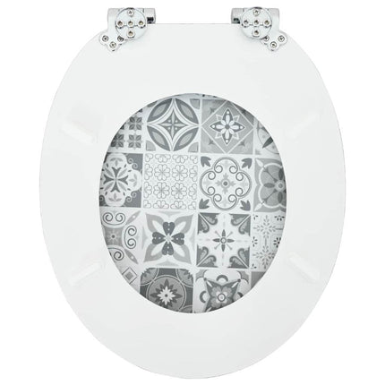 Blødt lukket toiletbræt Blå og Hvid Porcelæn 44 x 38 cm