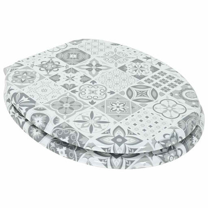 Blødt lukket toiletbræt Blå og Hvid Porcelæn 44 x 38 cm