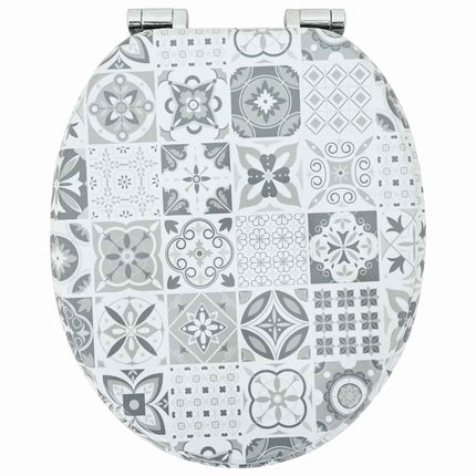 Blødt lukket toiletbræt Blå og Hvid Porcelæn 44 x 38 cm
