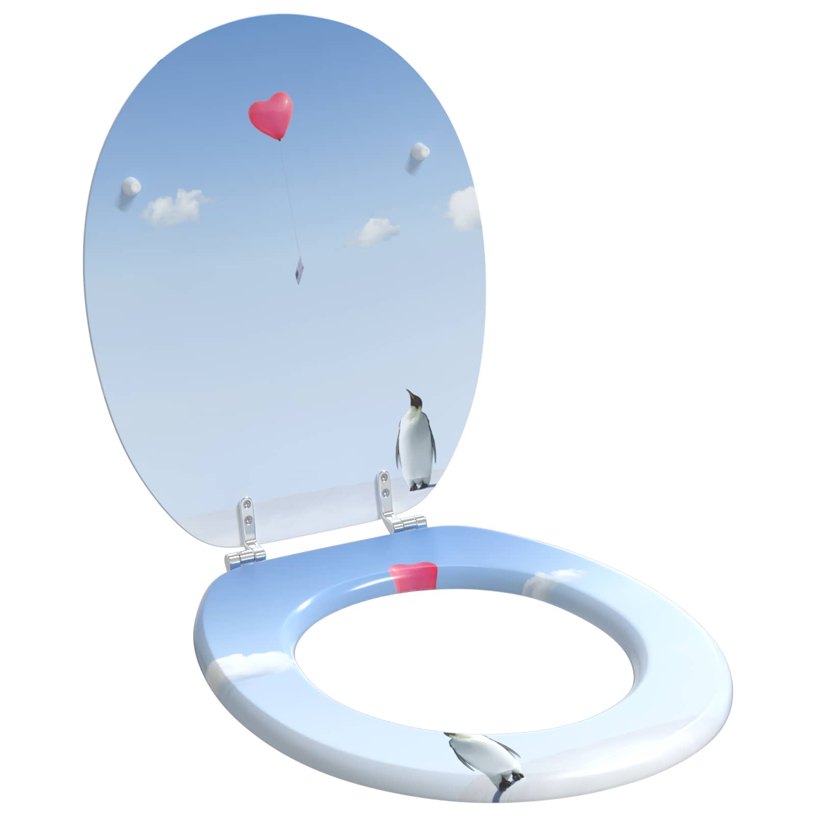Blødt lukket toiletbræt Blå 44 x 38 cm MDF plade billede