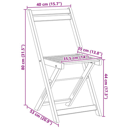 Foldbare Havestole 4 pcs Naturfarvet 40 x 53 x 80 cm