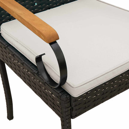 Havestole 2 stk. Sort og Cremehvid Polyrattan og akacietræ