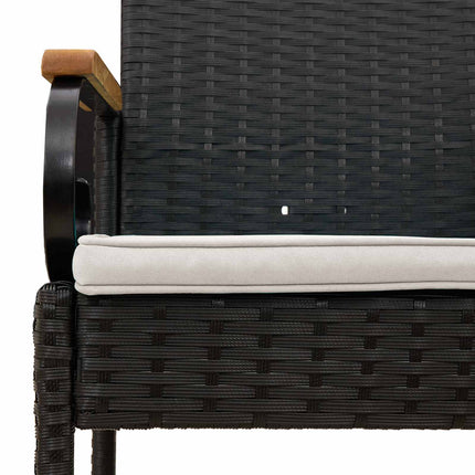 Havestole 2 stk. Sort og Cremehvid Polyrattan og akacietræ