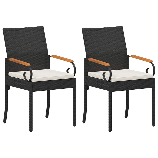 Havestole 2 stk. Sort og Cremehvid Polyrattan og akacietræ