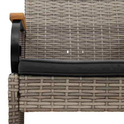 Havestole 2 stk. Grå og Mørkegrå Polyrattan og akacietræ