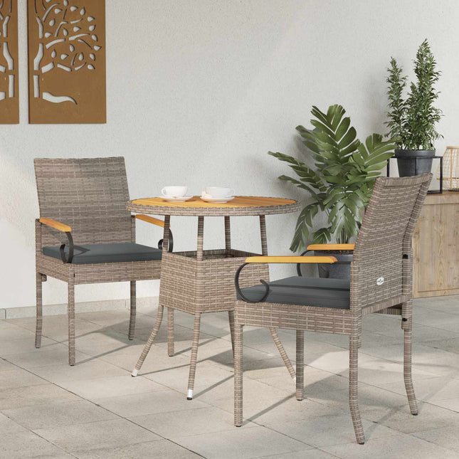 Havestole 2 stk. Grå og Mørkegrå Polyrattan og akacietræ