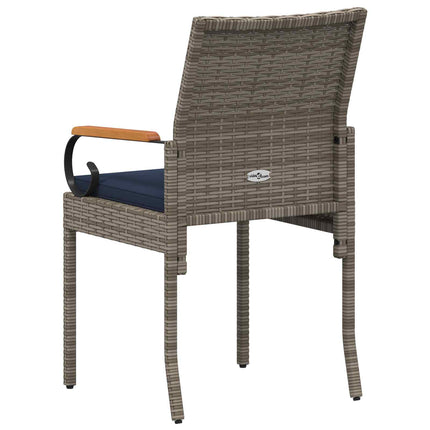 Havestole 2 stk. Grå og Marineblå Polyrattan og akacietræ