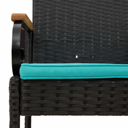 Havestole 2 stk. Sort og turkis Polyrattan og akacietræ