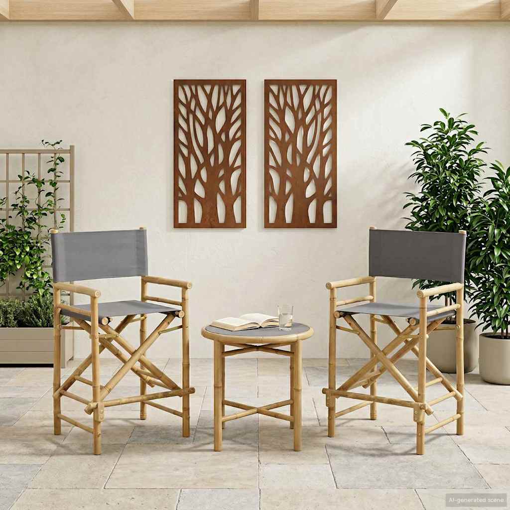 Folding Directors Stol 2 pcs Naturfarvet Bambus