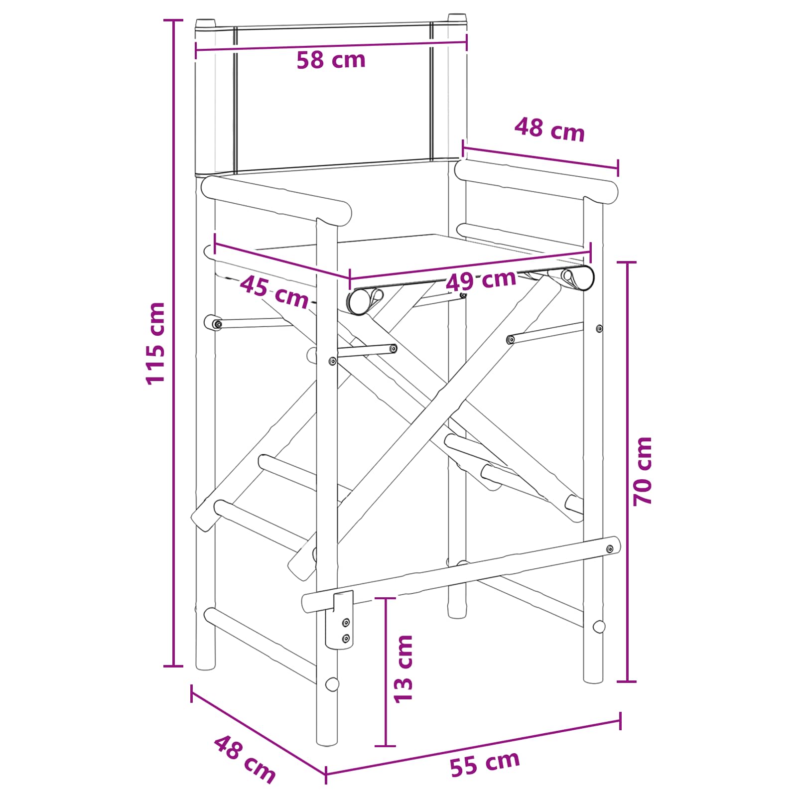 Folding Directors Stol 2 pcs Naturfarvet Bambus