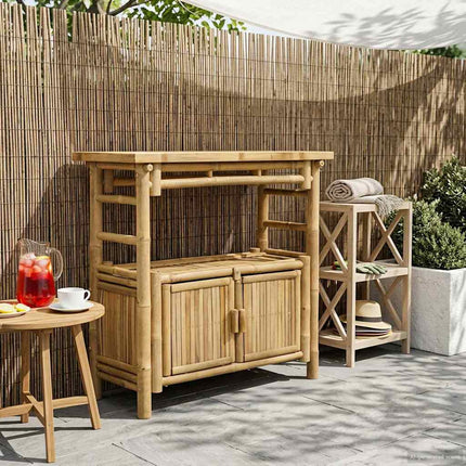 Konsolbord med hylde med dør Naturfarvet 80 x 35 x 75 cm Bambus