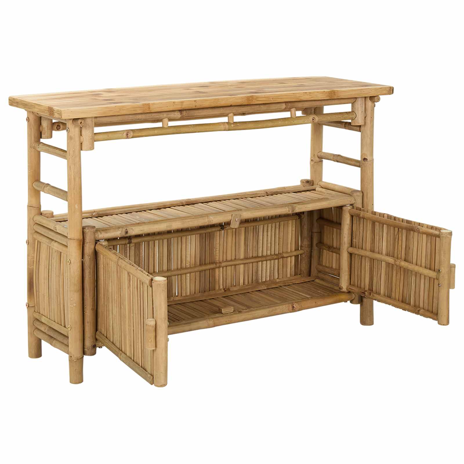 Konsolbord med hylde Naturfarvet 110 x 35 x 75 cm Bambus