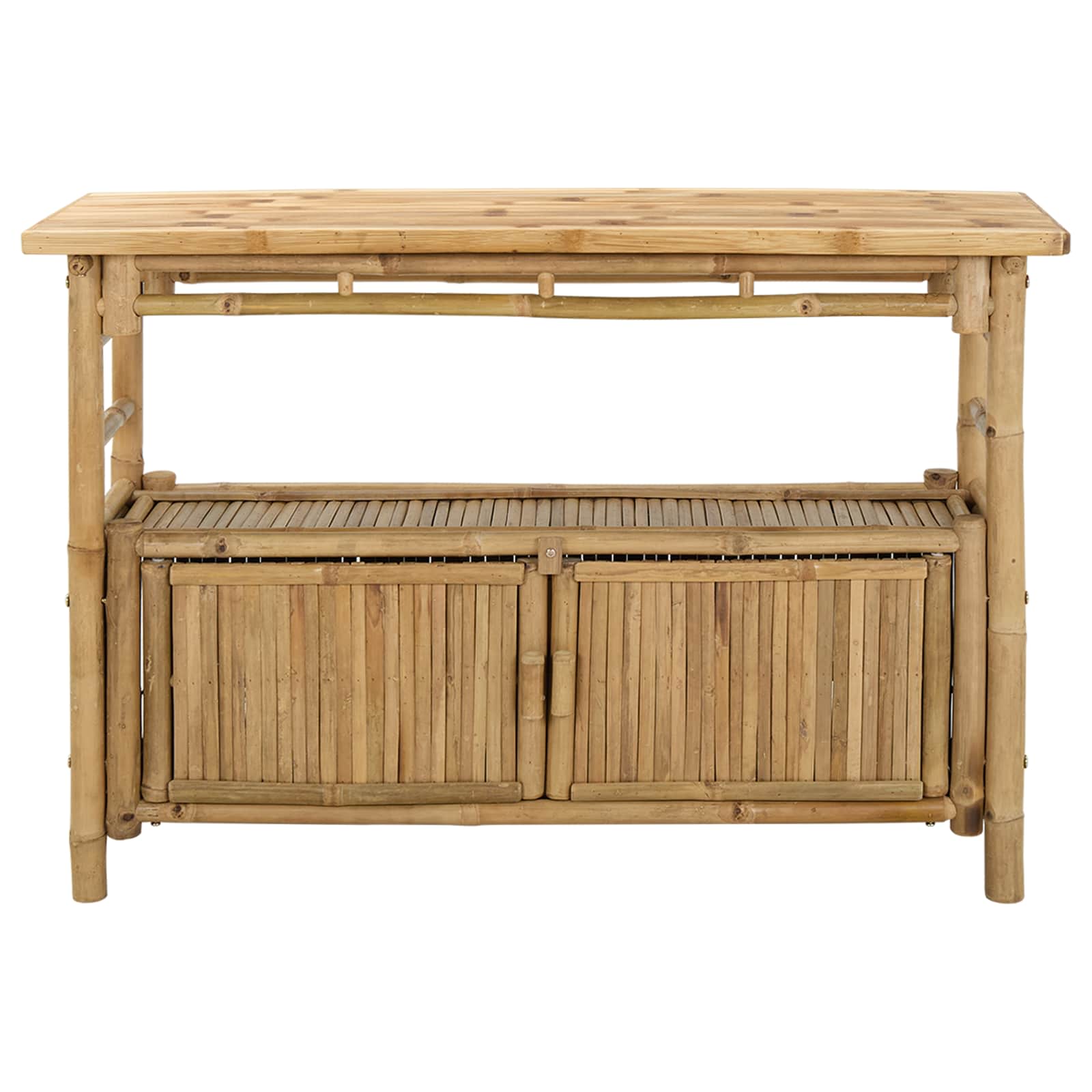 Konsolbord med hylde Naturfarvet 110 x 35 x 75 cm Bambus
