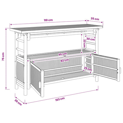 Konsolbord med hylde Naturfarvet 110 x 35 x 75 cm Bambus
