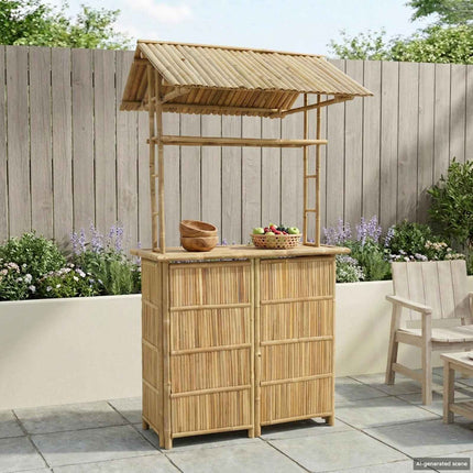 Udendørs barbord Naturfarvet 115 x 95 x 214 cm Bambus