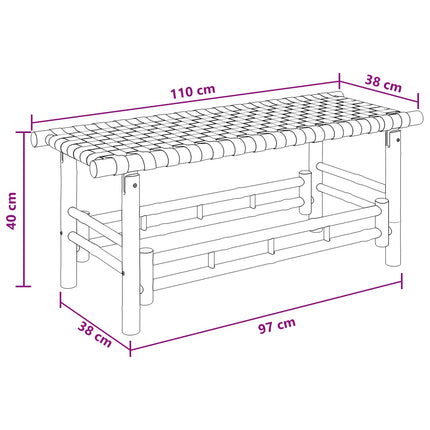 Havebænk 110 x 38 x 40 cm Bambus Naturfarvet Rektangulær