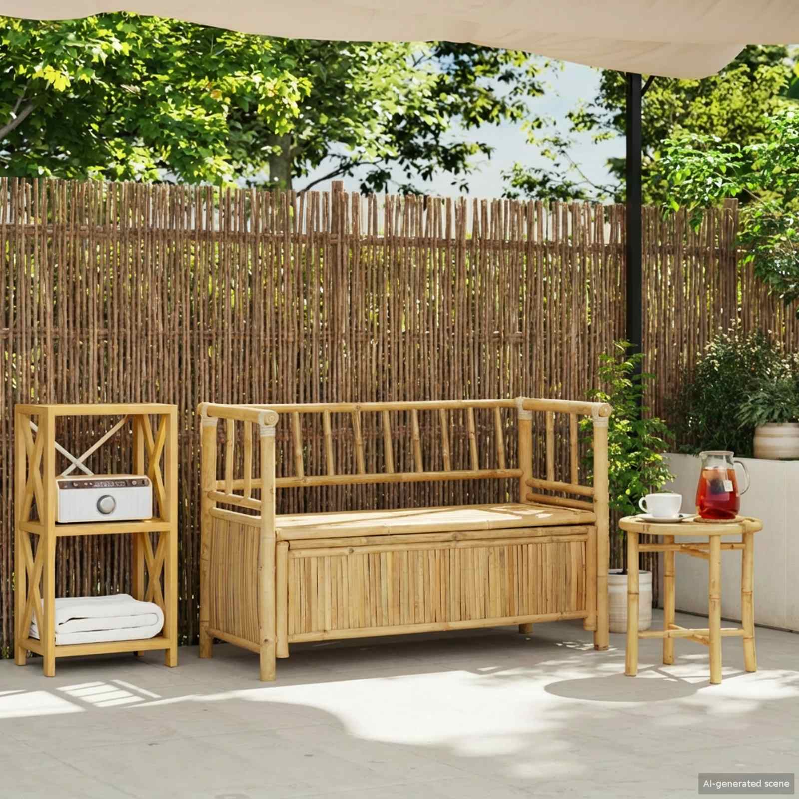 Have opbevaringsbænk 110 x 47 x 80 cm Bambus Naturfarvet