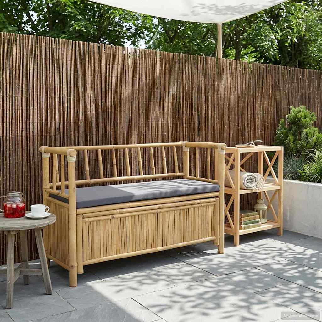 Have opbevaringsbænk 110 x 47 x 80 cm Bambus Naturfarvet