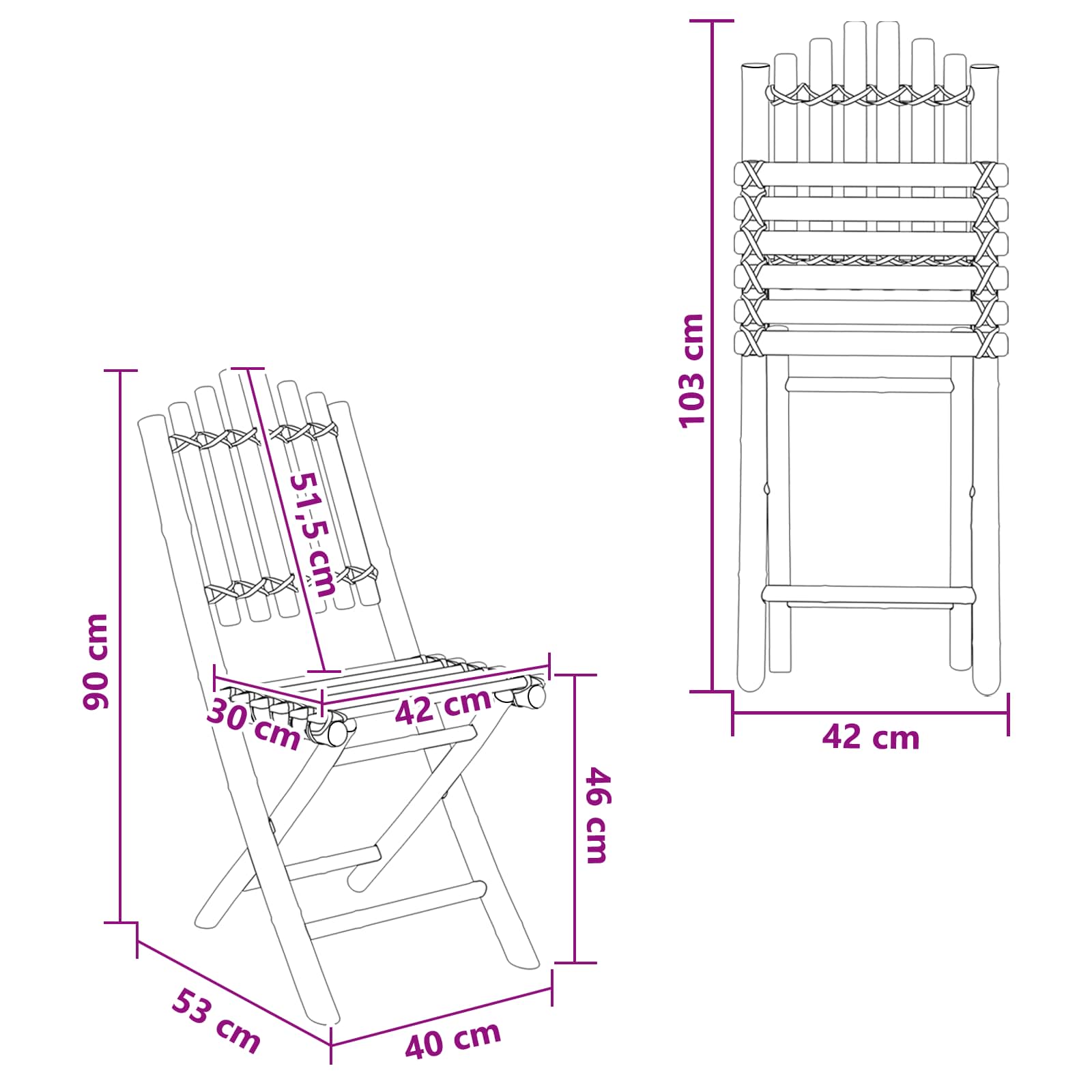 Have Stol 4 pcs Naturfarvet Bambus