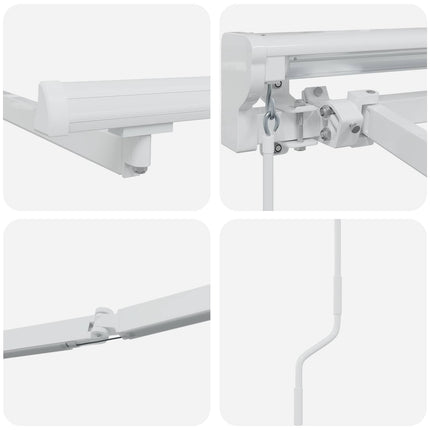 Manuel markise-ramme med LED-lys Hvid 4,5 × 3,5 m Aluminium