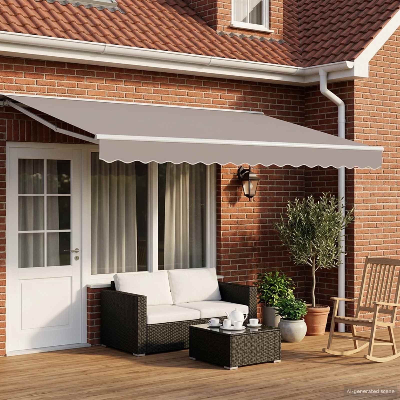 Elektrisk Markisedugramme med LED Hvid 5 x 3 m Aluminium