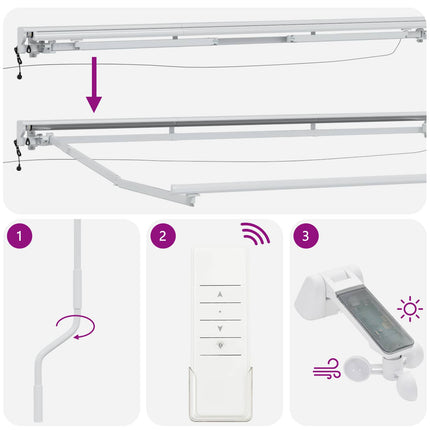 Elektrisk Markisedugramme med LED Hvid 5 × 3,5 m Aluminium
