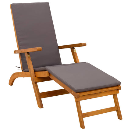 Reclinerende og foldbar liggestol 2 stk. Massivt Akacietræ Grå