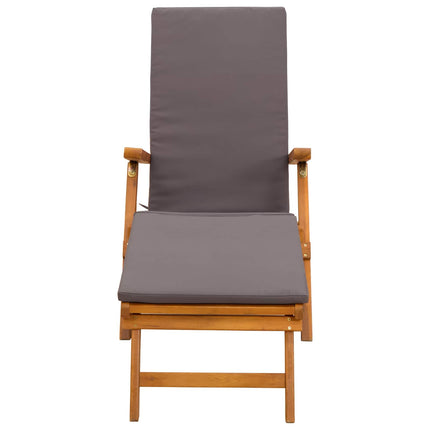 Reclinerende og foldbar liggestol 2 stk. Massivt Akacietræ Grå