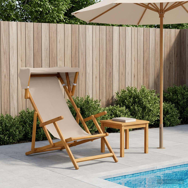 Havestol 3 position Massiv Eucalyptus Træ Beige