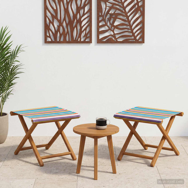 Havestol 2 pcs Massiv Eucalyptus Træ Flerfarvet