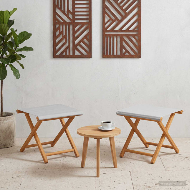 Havestol 2 pcs Massiv Eucalyptus Træ Cremefarvet