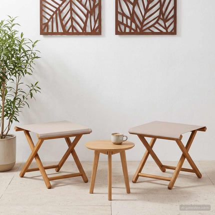 Havestol 2 pcs Massiv Eucalyptus Træ Beige