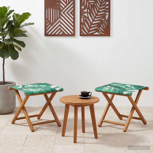 Havestol 2 pcs Massiv Eucalyptus Træ Bladmønster