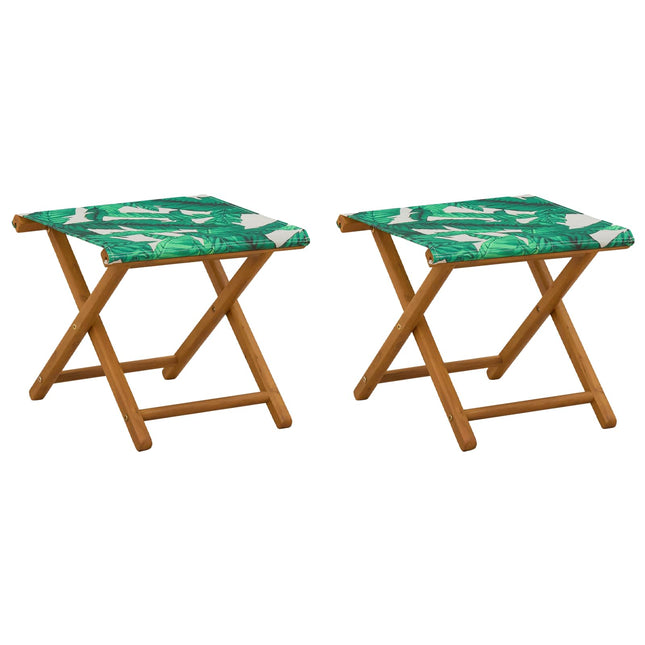 Havestol 2 pcs Massiv Eucalyptus Træ Bladmønster