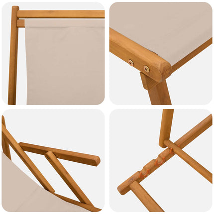 Foldestol Massiv Eucalyptus Træ Beige