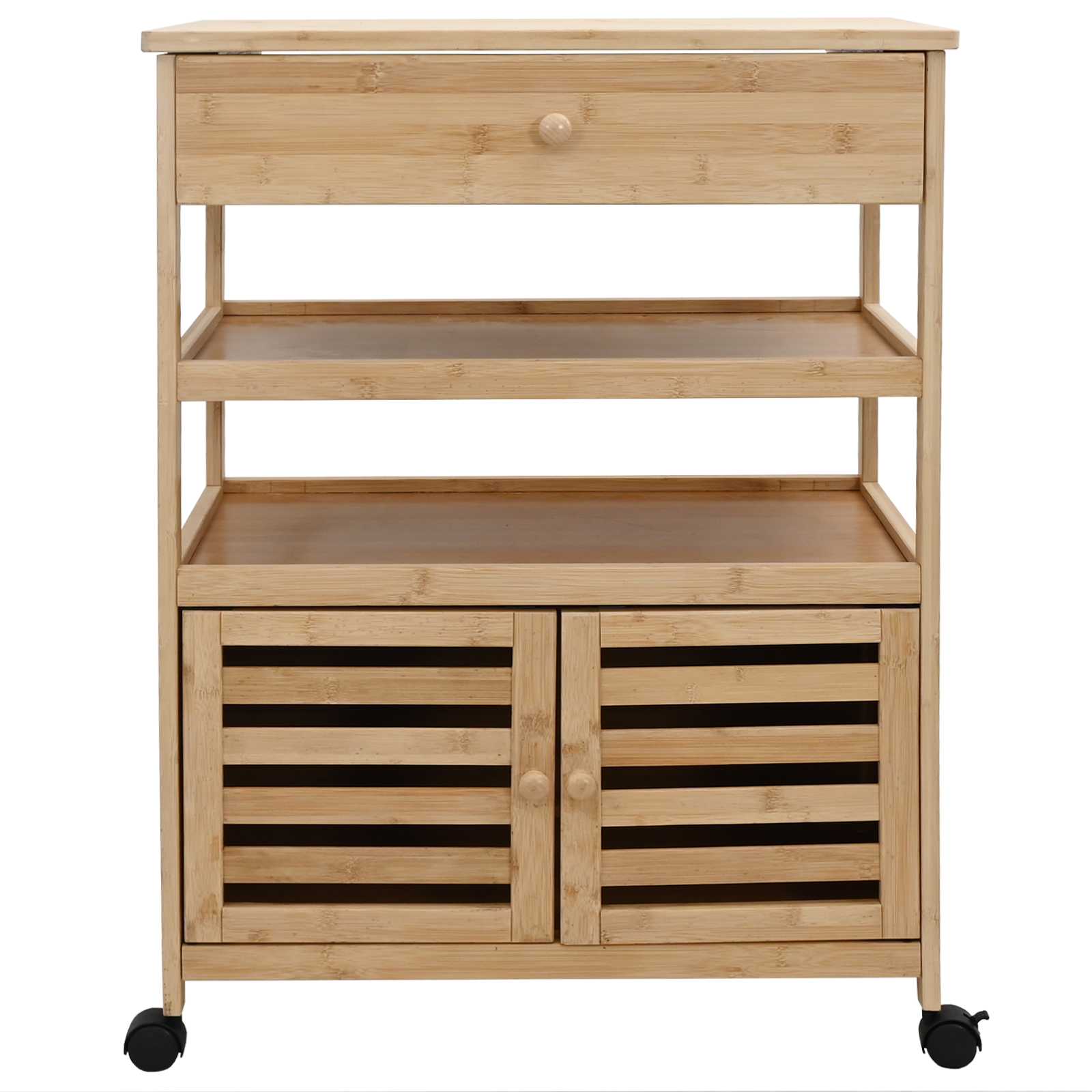 Køkkenvogn med hjul Naturfarvet 59,5 x 36 x 82 cm Bambus