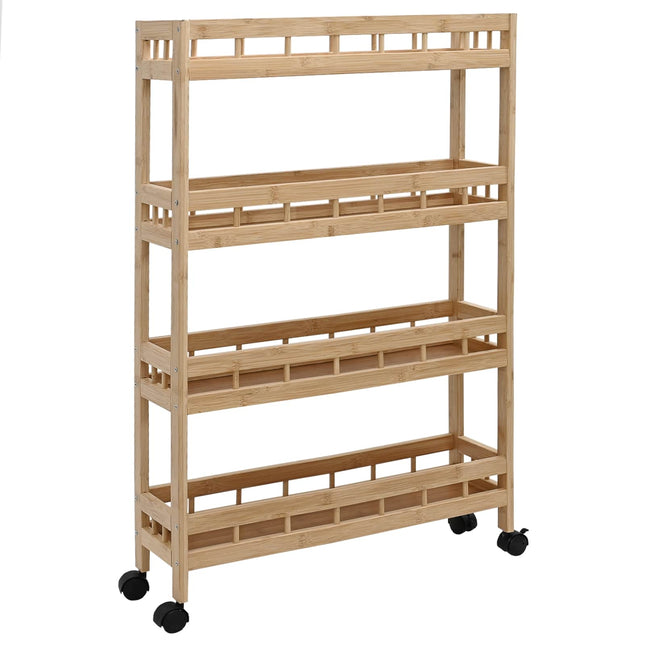 Køkkenvogn med hjul Naturfarvet 60 x 18 x 97 cm Bambus