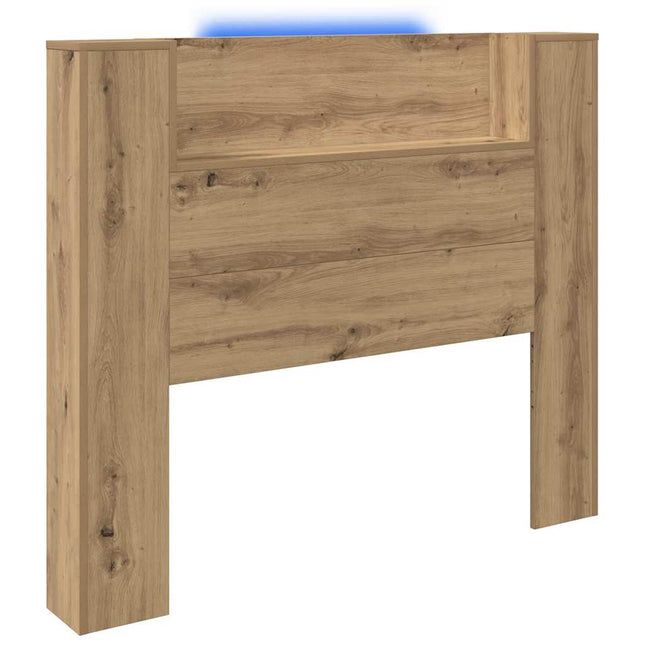 Opbevarings senggavl med LED Artisan-eg Konstrueret træ