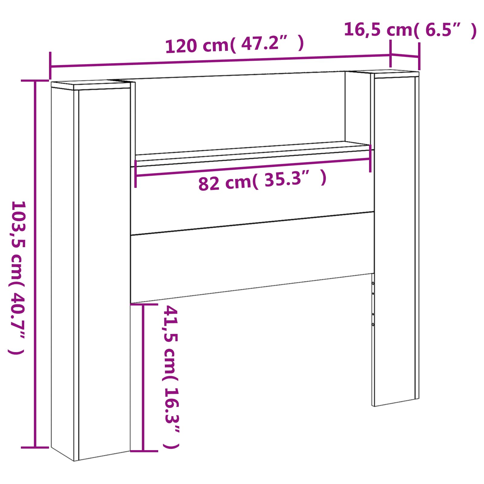 Opbevarings senggavl med LED Betongrå Konstrueret træ