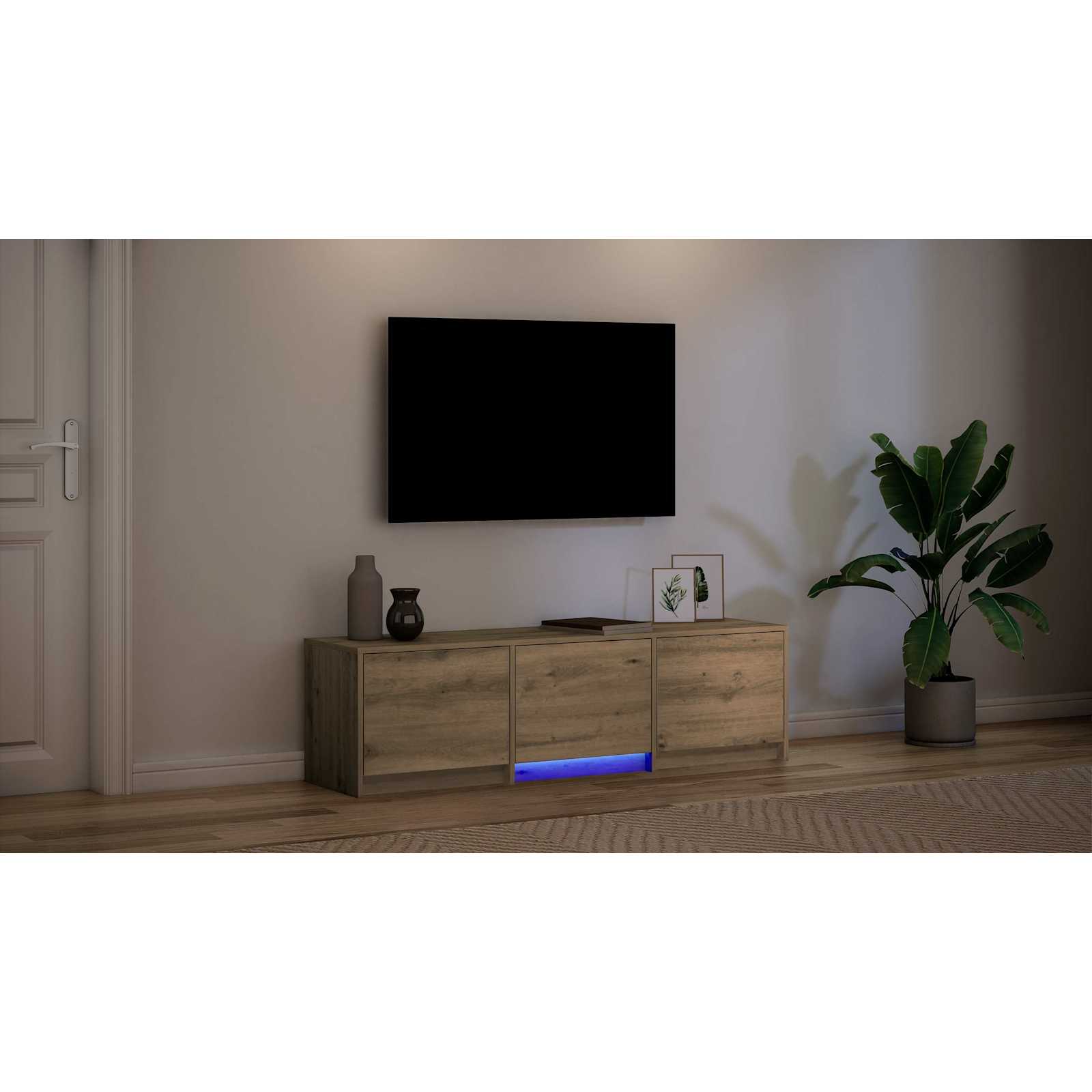 TV-bord med LED Artisan eg 140 x 34 x 40 cm Konstrueret træ