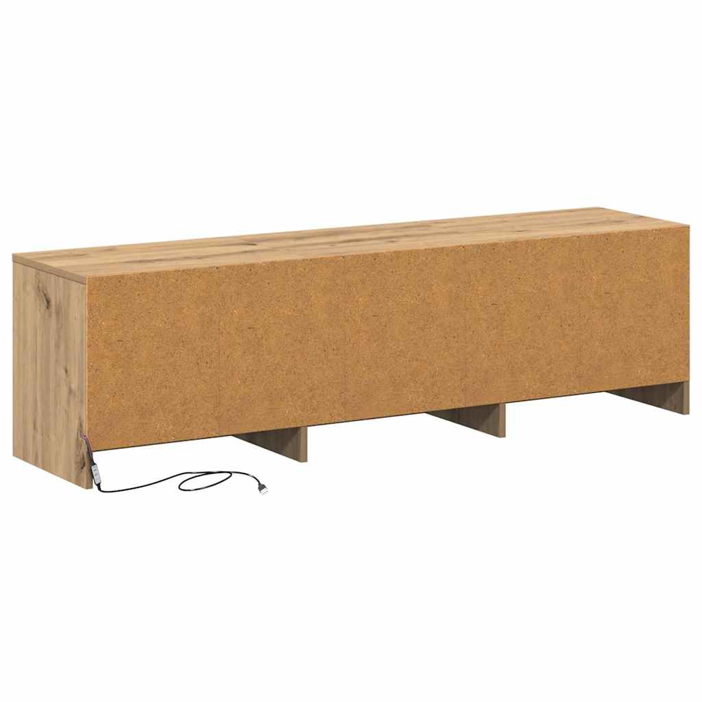 TV-bord med LED Artisan eg 140 x 34 x 40 cm Konstrueret træ