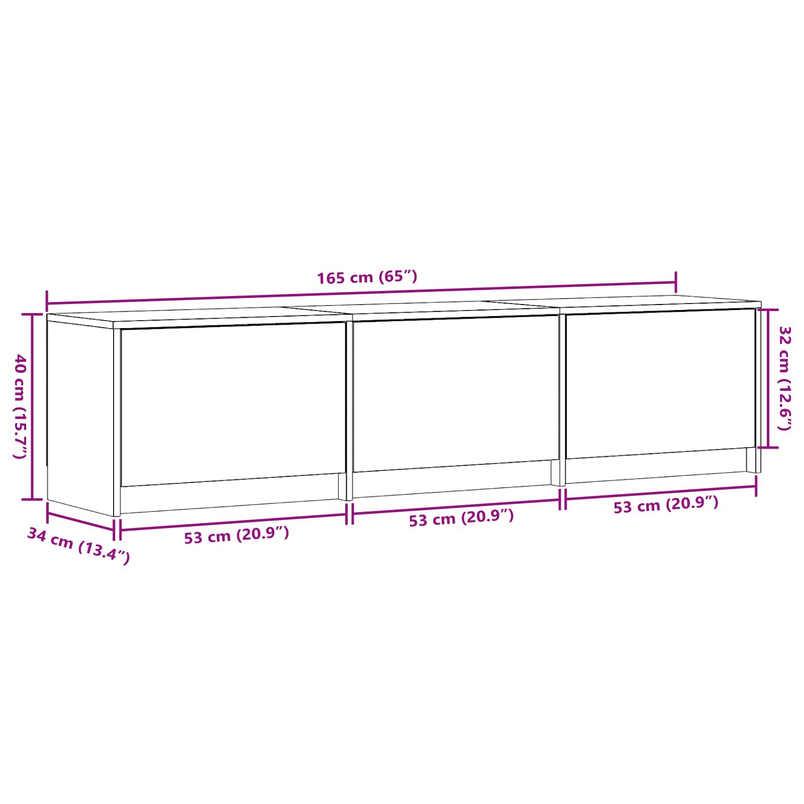 TV-bord med LED BetonGrå 165 x 34 x 40 cm Konstrueret træ