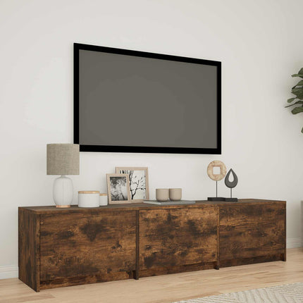 TV-bord med LED 165 x 34 x 40 cm Røget Eg Konstrueret træ