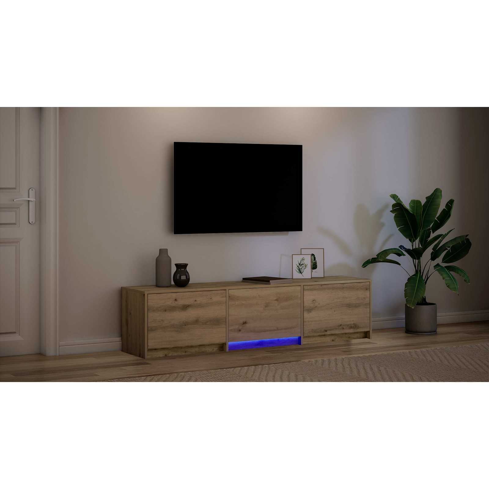 TV-bord med LED Artisan eg 165 x 34 x 40 cm Konstrueret træ