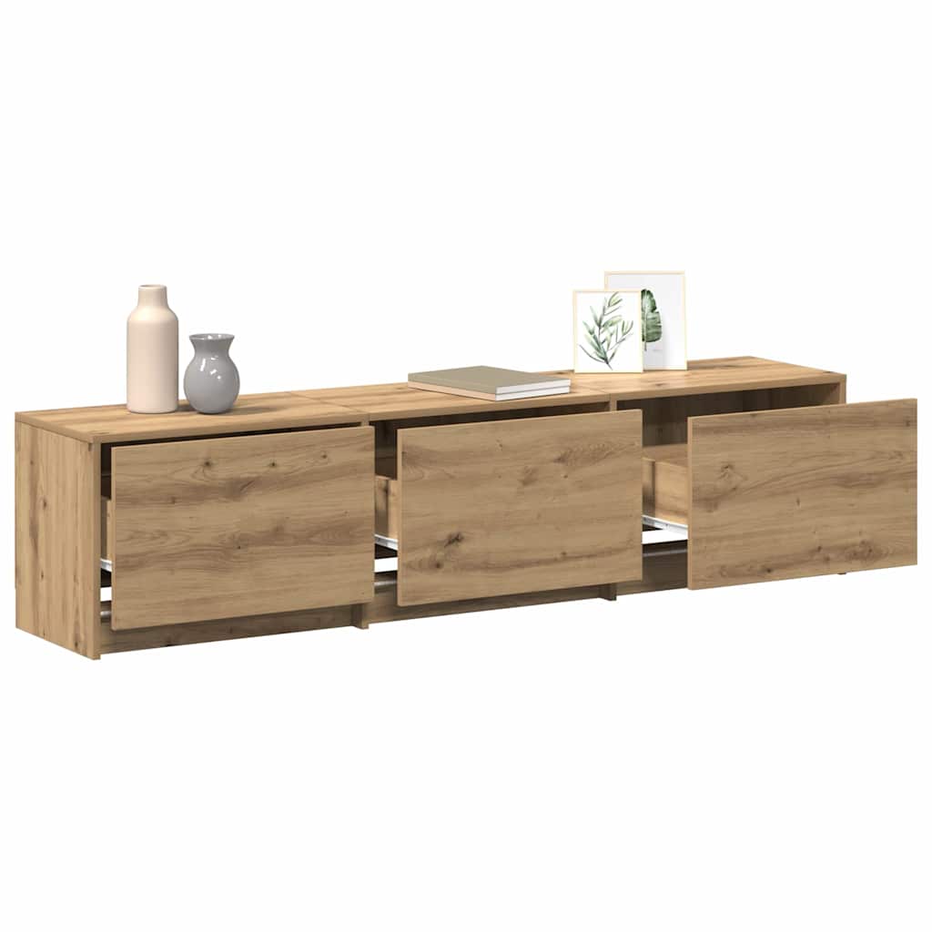 TV-bord med LED Artisan eg 165 x 34 x 40 cm Konstrueret træ