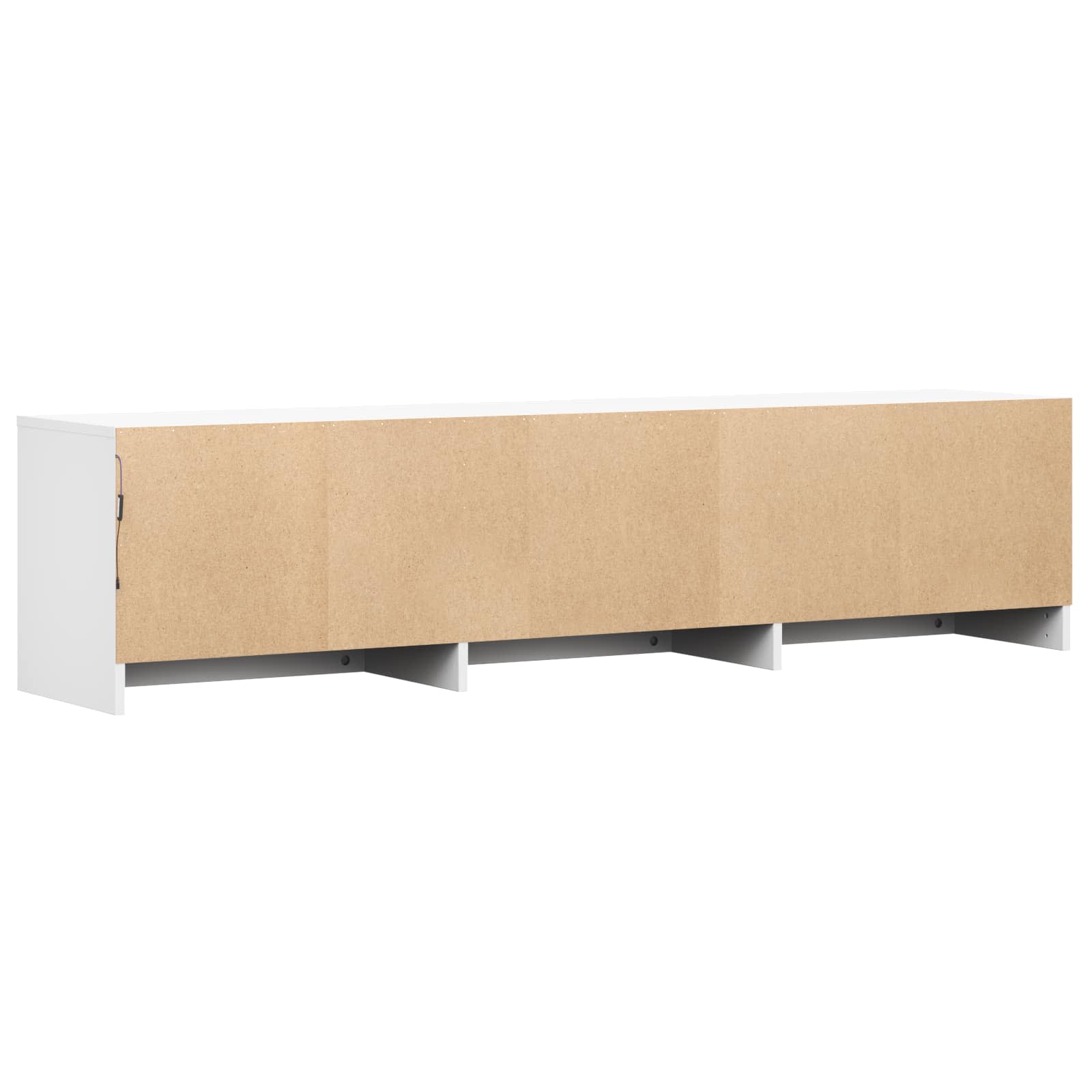 TV-bord med LED med LED Hvid 165 x 34 x 40 cm Konstrueret træ