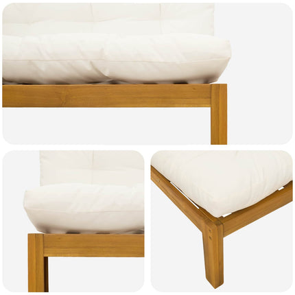 Midter Sofa Enhed 2 stk. Naturlig og Creme Hvid Akacietræ