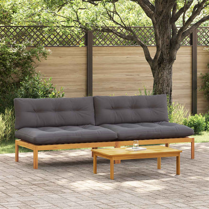 Midter Sofa Enhed 2 stk. Naturlig og mørk grå Akacietræ