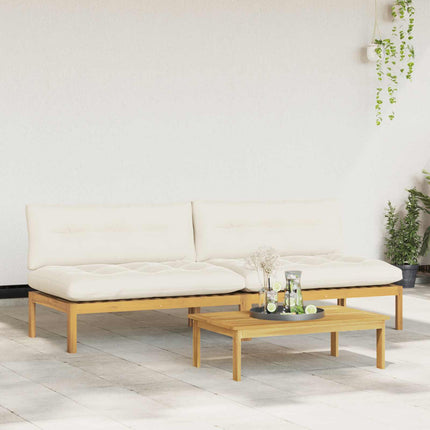 Midter Sofa Enhed Lys Akacie og Cream Hvid Akacietræ